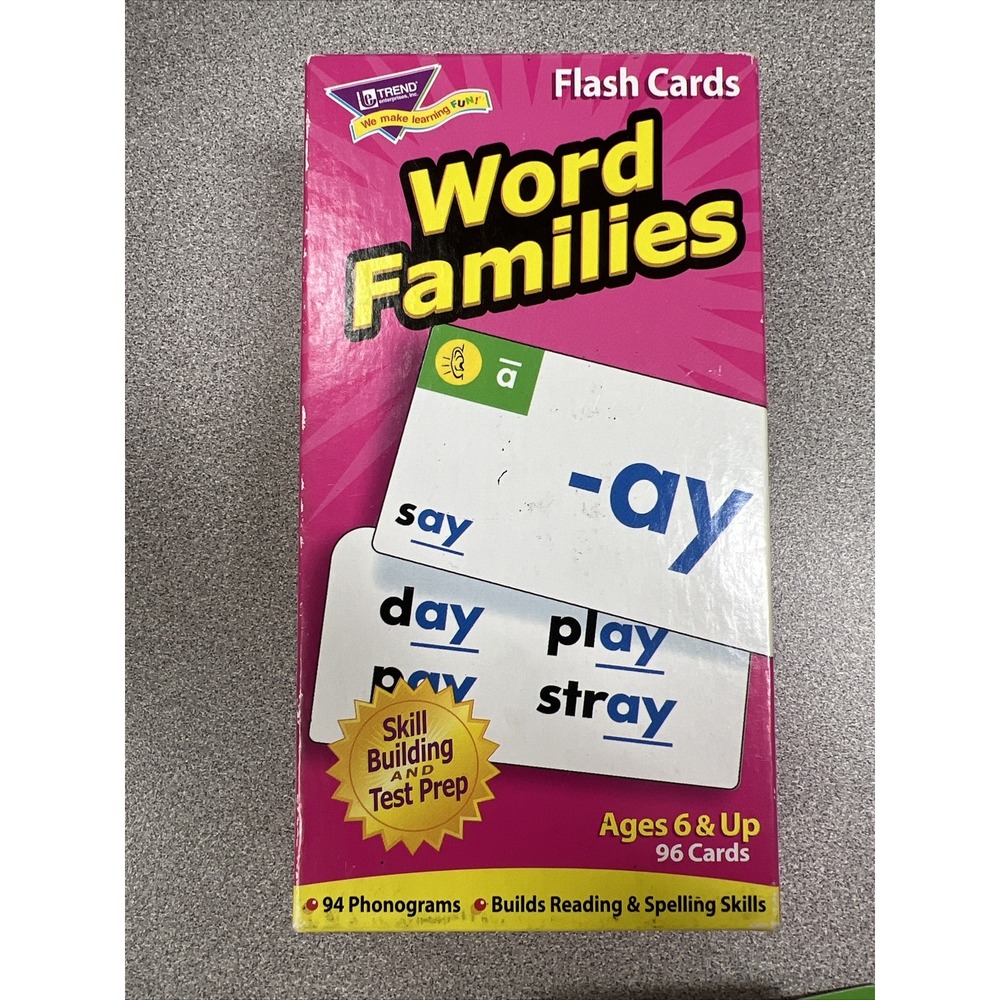 Word Families Skill Drill Flash Cards, 96 Cards, Ages 6 and Up, Test Prep